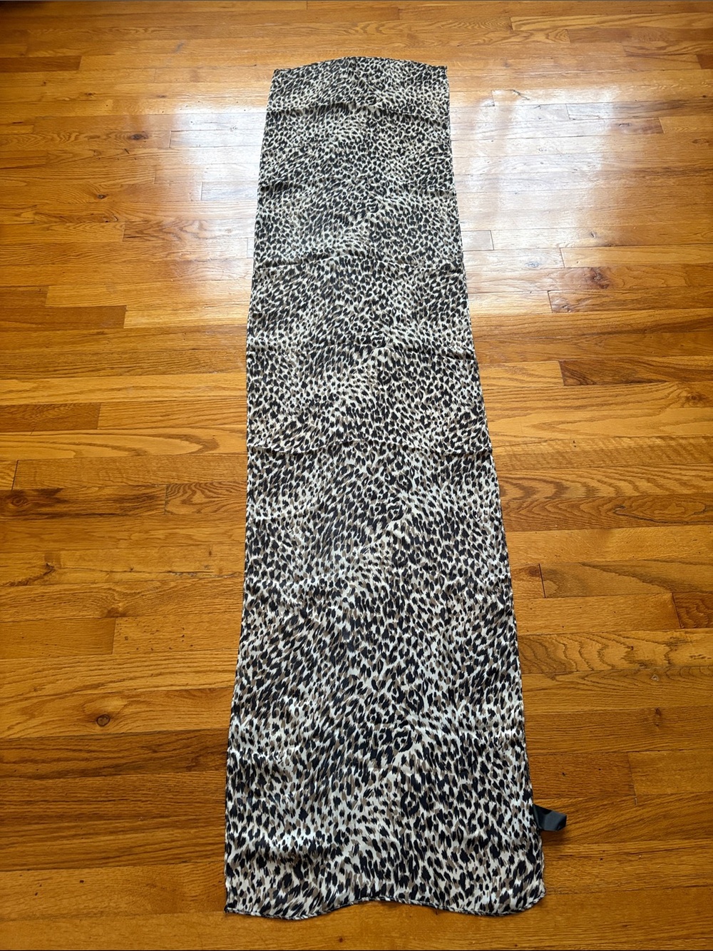 Leopard Print Decorative Runner Scarf - Black & Cream